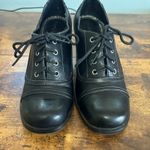 Mudd Y2K Shoes Witchy Oxford Pumps Lace Up Chunky Heels 9 Black Floppy Leather Photo 8