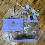 Lavender leather clear tote bag Comes with guitar strap Small leather pouch By like dreams Purple Photo 0