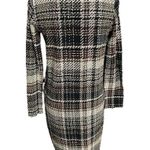 ZARA Plaid Long Sleeve Midi Dress Black Taupe Maroon Size Large Photo 1