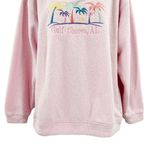 Vintage Gulf Shores Alabama Embroidered Tropical Terry Cloth Pastel Sweatshirt Pink Size M Photo 3