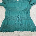 Free People Women’s Fire Island Knit Crochet Blouse Top Cottagecore in Green XS Photo 4