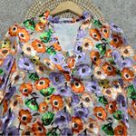 Alice + Olivia  Women’s Silk Blend Sheila Blouse Top V-Neck Orchid Multicolor S Photo 3
