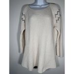 Two LOGG Knit Sweaters Bundle Cream and Grey Studded Classic Biker Size Large Gray Photo 3