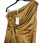 Petal and Pup  NWT $129 Bronze satin one shoulder maxi dress 12 L Photo 4
