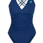 Disney Parks Minnie Mouse Cross Back Swimsuit for Women blue size XL Photo 0