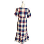Polagram Plaid Square Neck Midi Dress With Pockets Photo 5