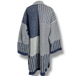 Madewell Merino Wool Collage Patchwork Oversized Cardigan Sweater Navy Large Photo 6