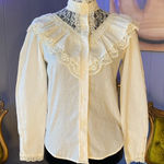 Vintage 80s Does Victorian California Connection Lace Praire Dark Romance Blouse Photo 0