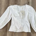 Bohme  White Scalloped Button-Up Blouse Photo 3