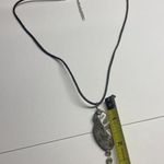 Women’s Grey Natural Stone Pendant / Black Cord Costume Necklace Gray Photo 6