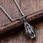 Praying Hands Pendant Necklace for Men Women Streetwear Unisex Hip Hop Style Silver Photo 2