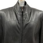 Kenneth Cole Reaction Women’s Black Leather Zip Jacket LARGE Minimalist Classic Photo 3