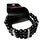 Paparazzi  Stretchy Beaded Rhinestone Put on Your Glam Face Bracelet Black White Photo 4