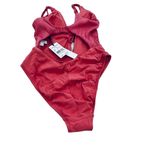 Robin Piccone  Women's Pink One Piece Swimsuit Size 8 Plunging Neckline Photo 2