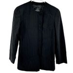 Giorgio Armani  Collarless Button Up Suit Jacket Pinstriped Formal Black 40 Small Photo 1