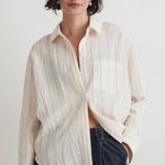 Madewell  Drapey Oversized Boyshirt in Stripe Ecru Relaxed Button Down size M Photo 0
