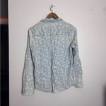 Maurice's  Light Wash Blue Chambray Denim & White Floral Boho Button Up Top Photo 7