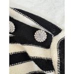 AQUA  Striped‎ Mock Neck Sweater Rhinestone Button Detail Long Sleeve L Photo 6