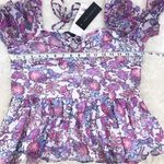 French Connection  Floral Halter Peplum Top Smocked Pink Purple Size Large New‎ Photo 12