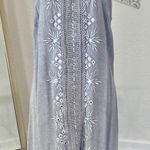 Raya Sun Silver Gray Sequin Y2K Witchy Boho Embroidered Asymmetric Midi Dress XL Photo 0