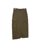 Reformation  Army Green 100% Cotton Maggie Cargo Denim Midi Skirt Size 26 Photo 3