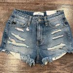 NWT Kancan Women’s High Waisted Shorts With Colorful Distressing Waist Size 23 Blue Photo 0