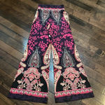 Venus  Wide Leg Paisley Print Pant Stretchy Side zip Pink Multi Size XS Flowy Photo 8