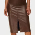 Babaton  Brown Vegan Leather Pencil Skirt Photo 0