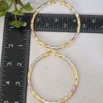 Tricolor Gold Filled Hoop Earrings Diamond Cut Design Photo 2