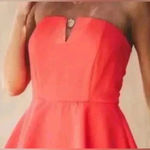 🆕Celine Plus Size Neon Tube Textured Peplum Ruffle Hem Top 3X🆕 Orange Photo 1