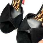 Betsey Johnson  Black Suede Leopard Bow Heels Size 10 Photo 5