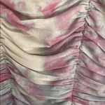 Free People  Pink and Blue Tie Dye Streetwear Ruched Mesh Blouse Photo 4