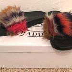 Steve Madden Fuzzy Multi Color Slides Photo 0