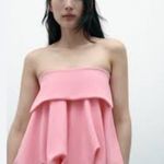 ZARA NWOT BUBBLE GUM PINK RUFFLE DETAIL STRAPLESS TUBE TOP BLOGGERS FAV Photo 0