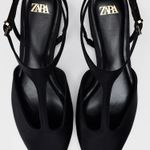 ZARA NWT BLACK SATIN EFFECT mary jane–style T-strap FLAT SHOES SIZE 7.5 Photo 5