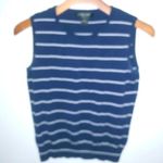 August Silk  Knits S Sleeveless Knit Navy Striped Top Photo 1