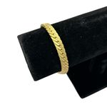 Vintage Gold Tone Herringbone Chain Bracelet | Chunky Retro Statement Photo 6