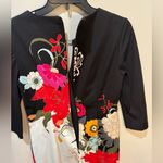 Trina Turk Keyhole Neck Dress 3/4 sleeve Lined Black/Multi Sz 4 Photo 4