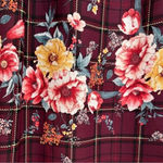 Everly Anthropologie Burgundy Plaid Floral Boho Midi Dress Size S Small Photo 9