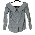 Antonio Melani  Womens Striped Off Shoulder Button Up Shirt Top XS Photo 0