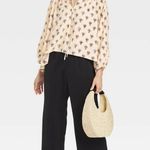 A New Day Women's Linen Blend Relaxed Fit Balloon Sleeve Tie-Front Top Size XS Photo 2