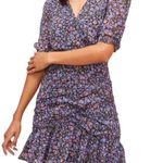 ASTR The Label Shirred Floral Print V-Neck Mini Dress SMALL Photo 0