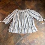 PPLA Women’s Blouse Long Sleeve Smocked Top Tie Wrist Elastic Off Shoulder Neck Photo 5