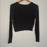 Spiritual Gangster  Ballet Ribbed Surplice Top Grey Black Long Sleeve Sweater Photo 6