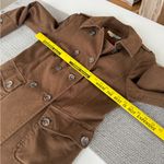 BODEN Brown Flannel Overcoat Trenchcoat Jacket Striped Flannel Lining Size 6 Photo 9