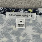 St. John Sport Womens M White Navy Yellow Daisy Print 3/4 Sleeve Stretch Medium Photo 5