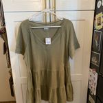 Free People Intimately  Fresh Take Nightie Fall Green Waffle Knit Tier Dress Photo 2