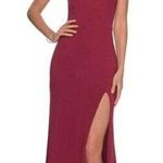 La Femme  One-Shoulder Jersey Gown in Burgundy Size US 4 Photo 0