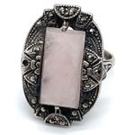 Rose Quartz 925 Sterling Silver Square Stone Ring Photo 4
