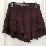 Aerie New Sweet N Silky Maroon Drawstring Mini Skirt Size Medium - Chic & Comfy Photo 9